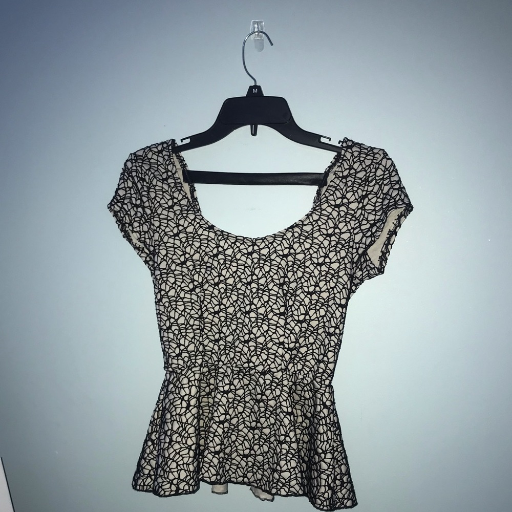 Black and White Blouse with Bow.